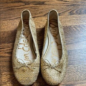 Sam Edelman woven gold ballet flats size 9